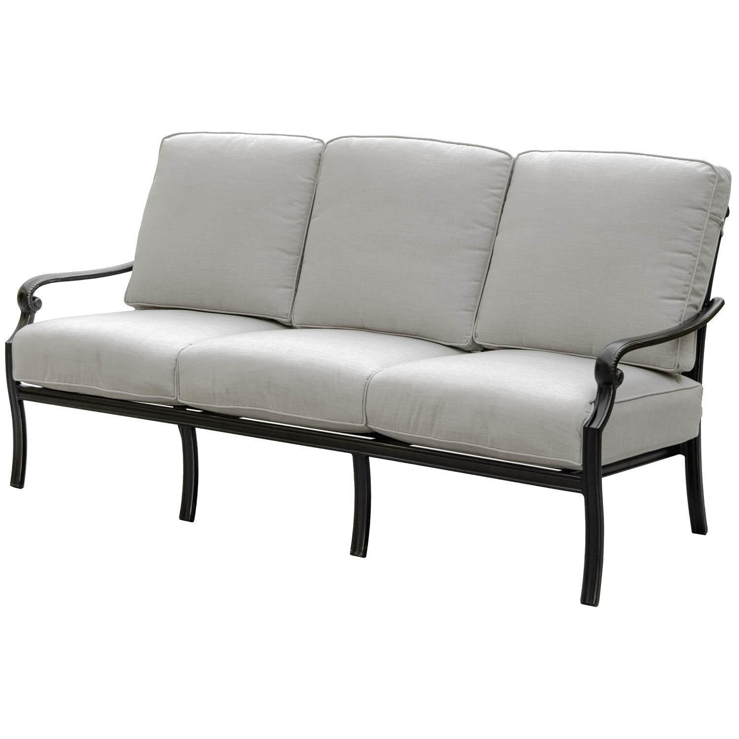 Du Monde Cast Aluminum Outdoor Sofa W/ Sunbrella Cast Silver Cushions thumbnail