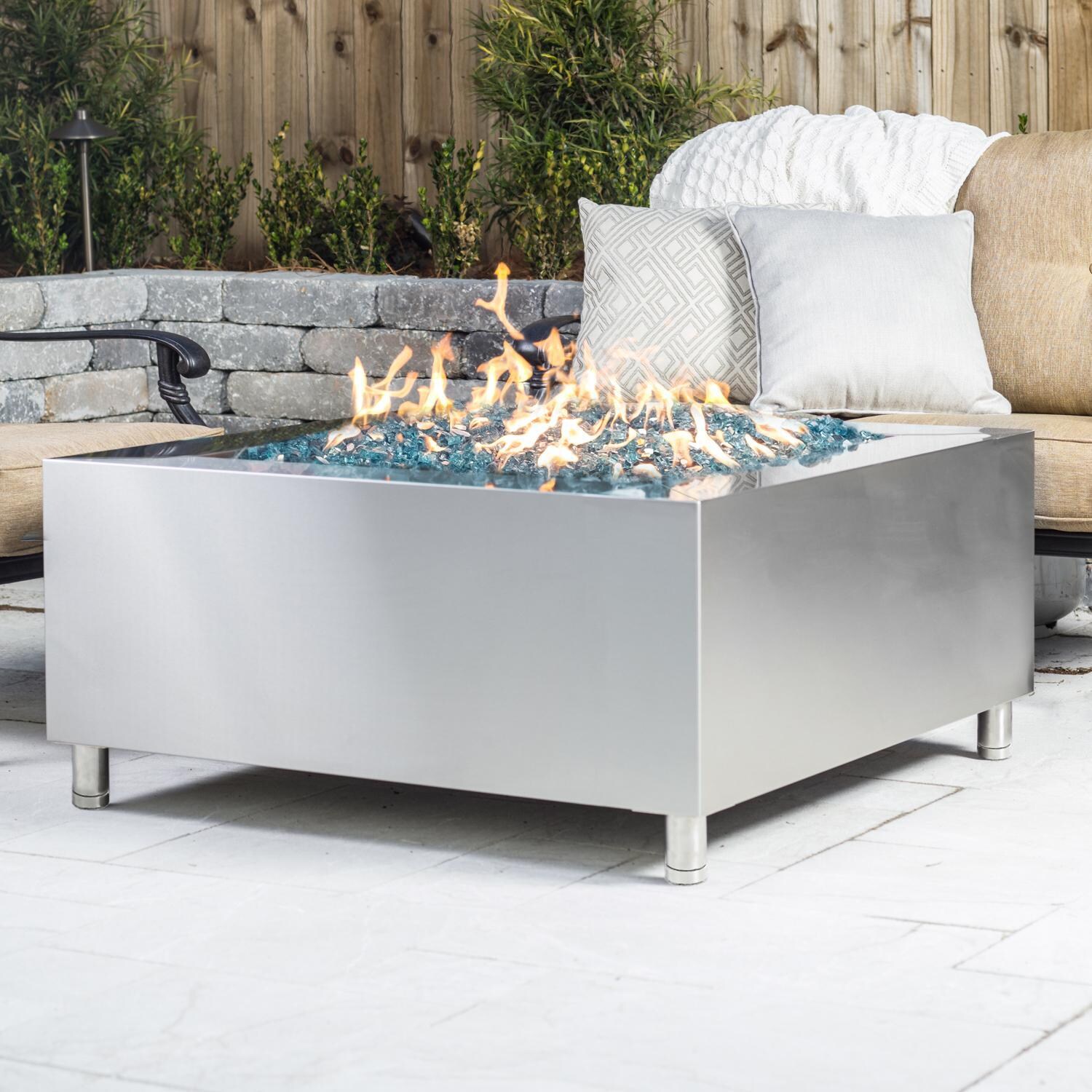 BBQGuys Signature 42-Inch Stainless Steel Square Fire Pit - Natural Gas image