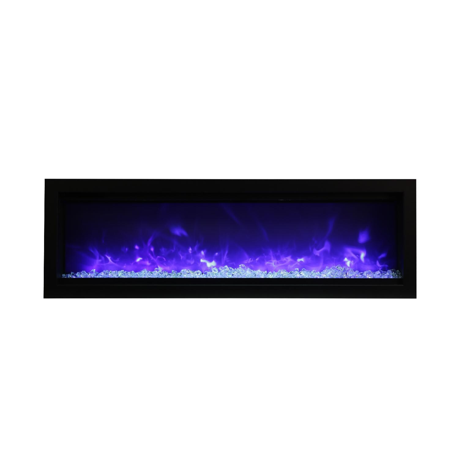 Amantii Symmetry Series Built-In 50-Inch Electric Fireplace with Black Steel Surround - ICE Media Kit - Indoor/Outdoor - SYM-50-B - Blue Flame thumbnail