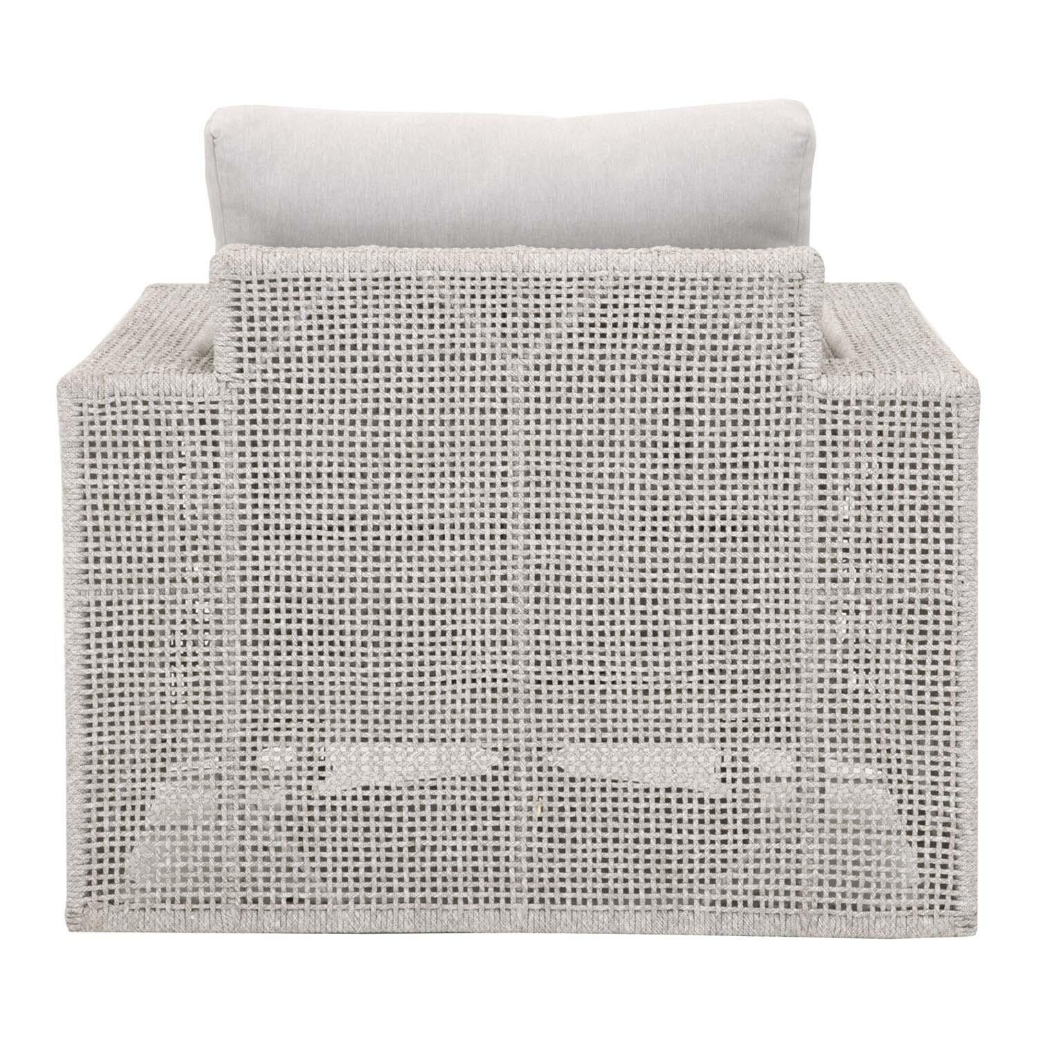 Lakeview Ranch Pointe Woven Rope Swivel Rocker in Taupe & White - Back View thumbnail