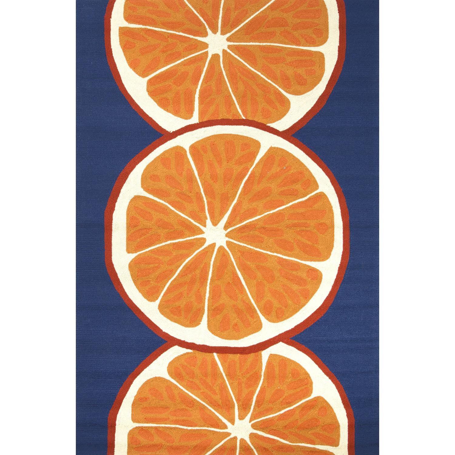 Jaipur Rugs Grant Citrus 7.6 X 9.6 Indoor/Outdoor Rug - Orange/Blue