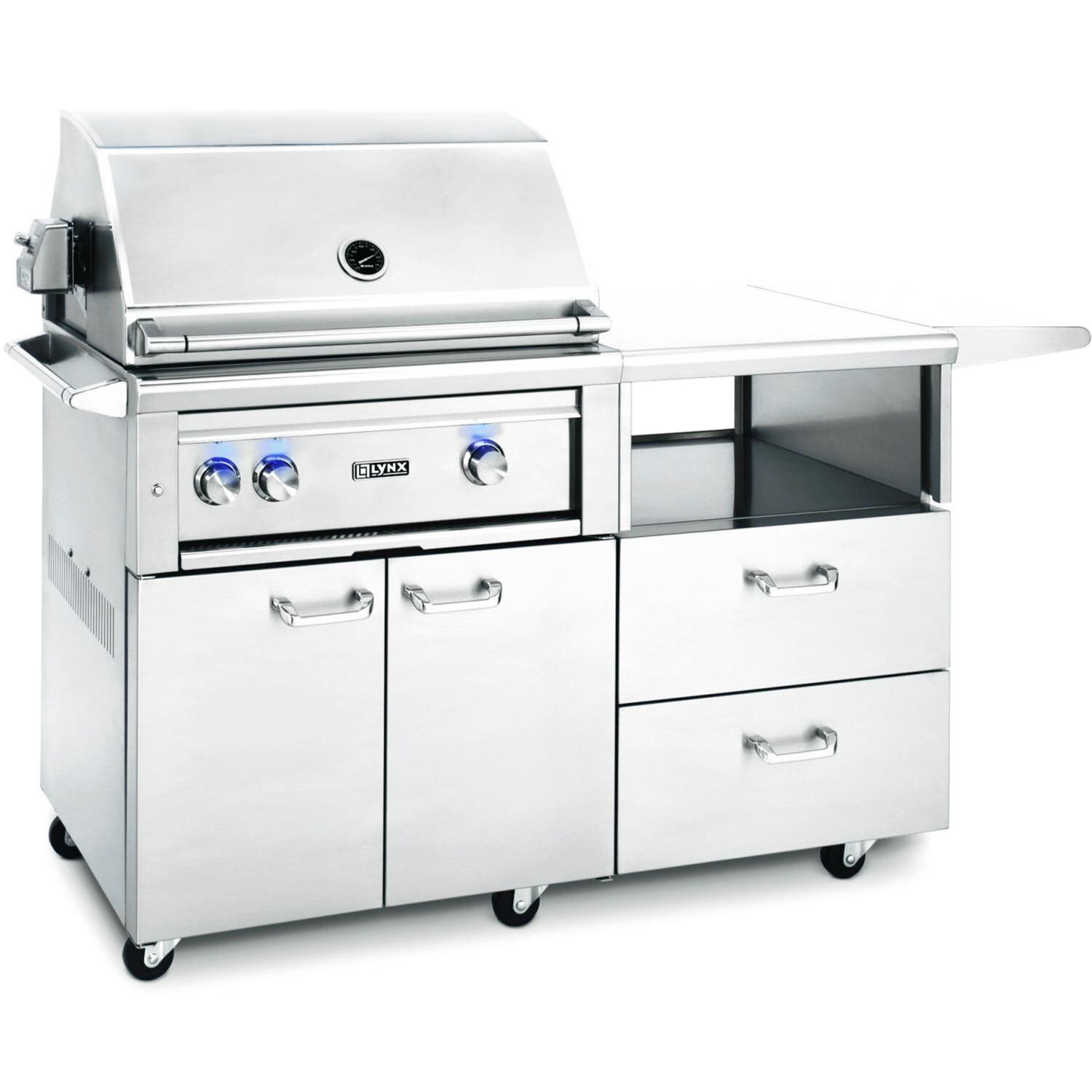 Lynx Professional 30-Inch Freestanding Natural Gas Grill With One Infrared Trident Burner And Rotisserie On Mobile Kitchen Cart - L30TR-M-NG thumbnail