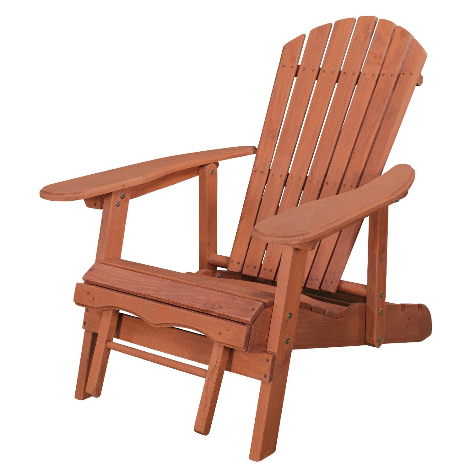 Leisure Season Wood Reclining Patio Adirondack Chair - Left View thumbnail