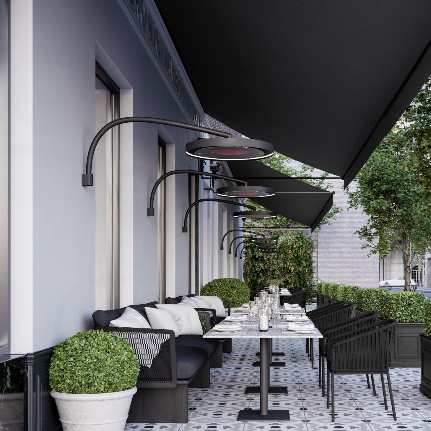 Bromic Heating BH3230006 Eclipse Wall Mount Pole - Pole and Heater Installed thumbnail