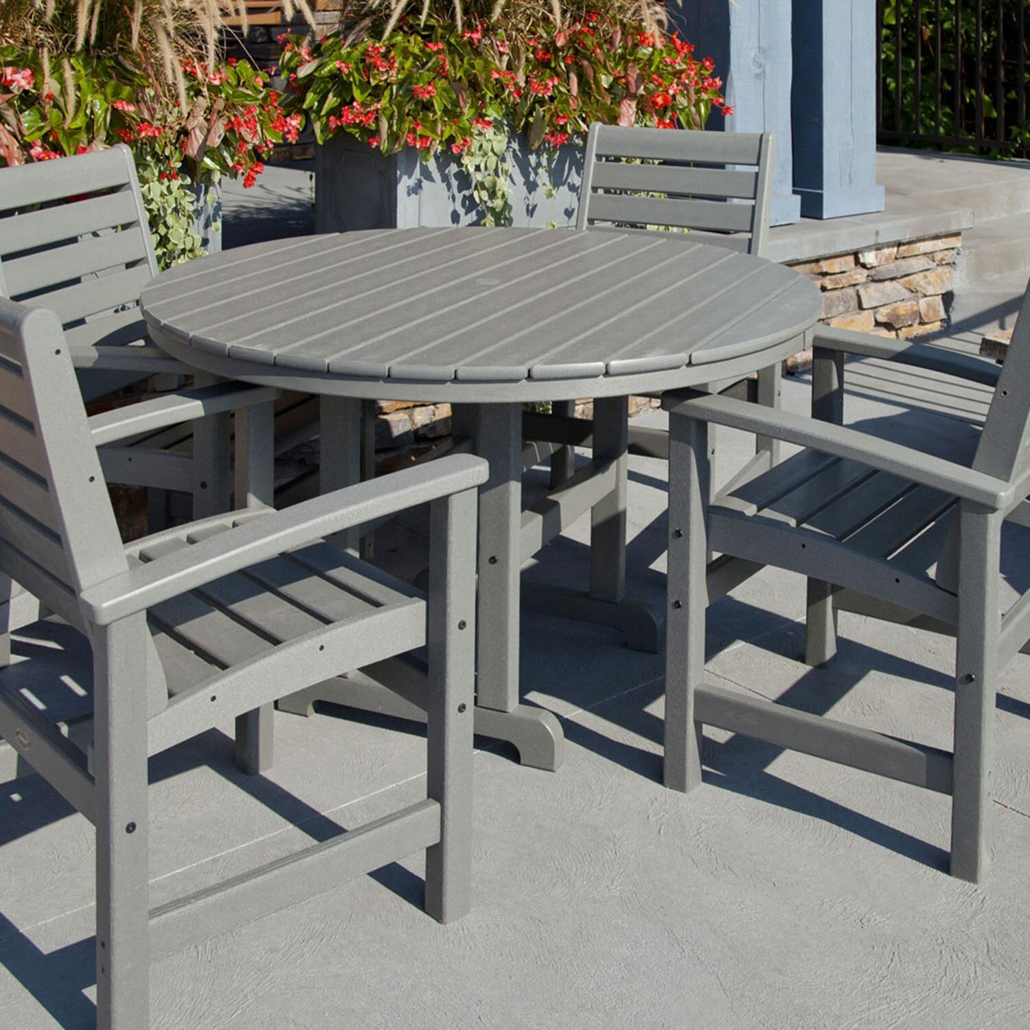 POLYWOOD 48-Inch Round Dining Table - Slate Grey - Lifestyle thumbnail