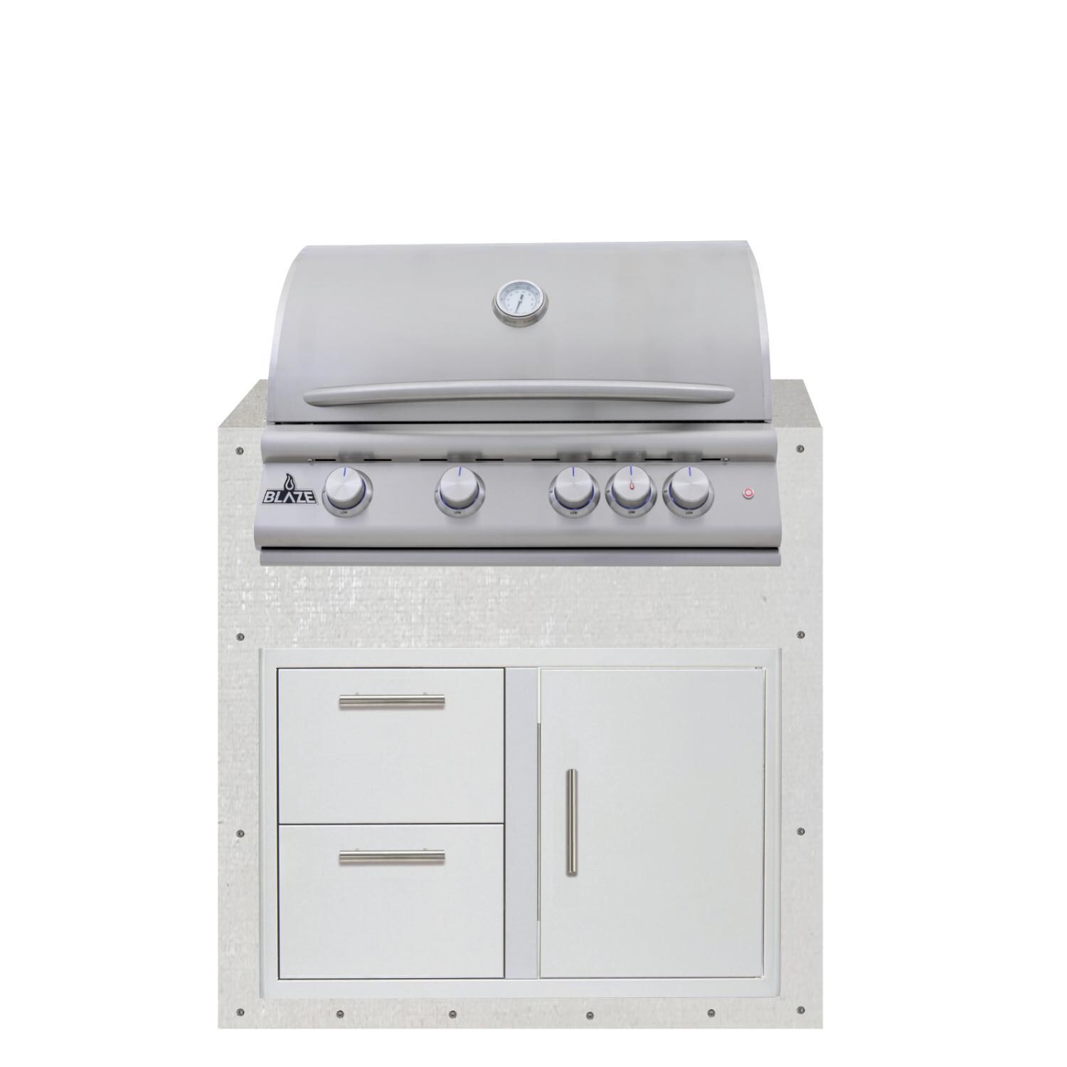   BBQGuys Signature 36-in Ready for Finish Outdoor Kitchen Module w/ Blaze LTE+ 32-in Natural Gas Grill & Double Drawer & Door Combo - Module - White Background thumbnail