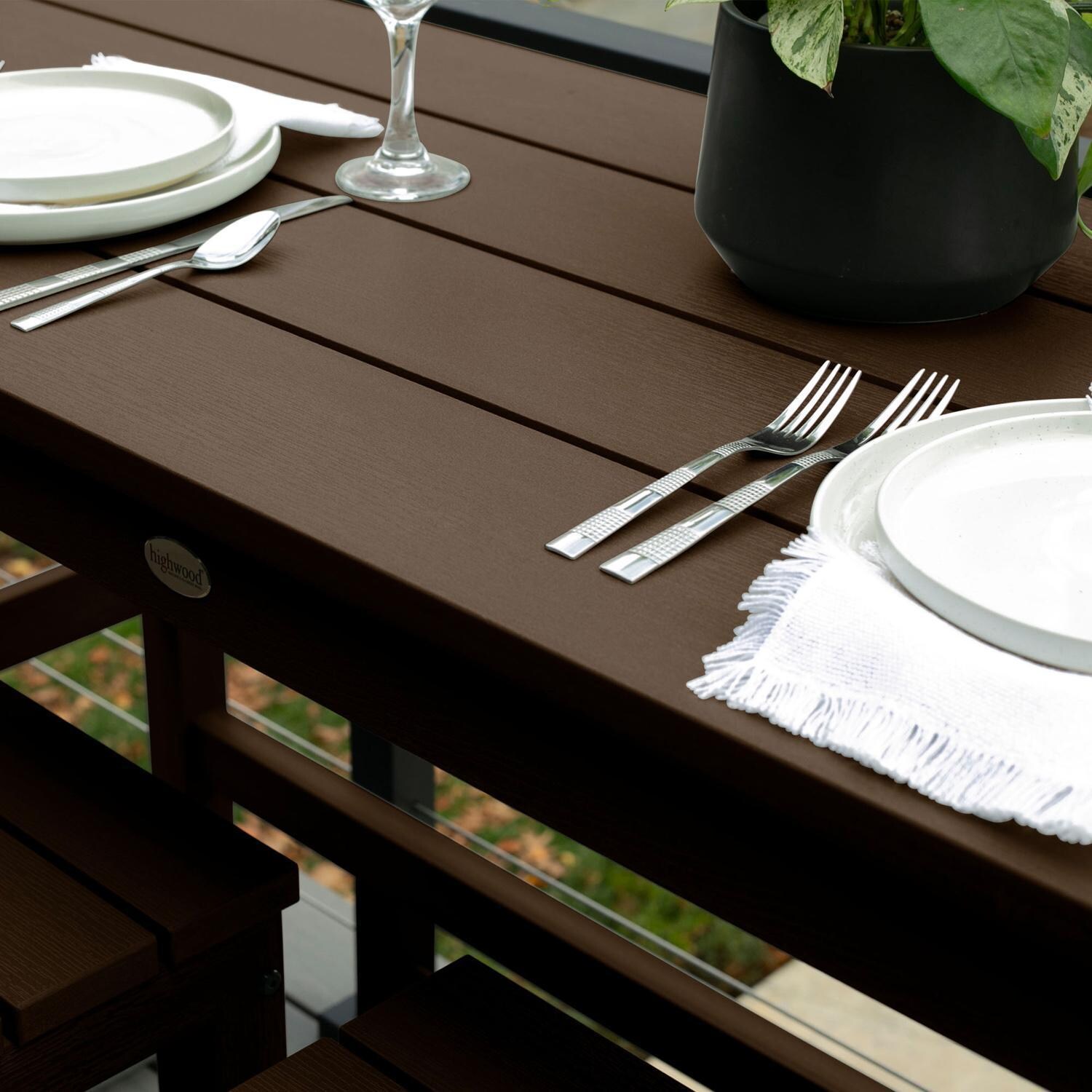 Lakeview Audubon 3 Pc Recycled Plastic Counter Height Balcony Dining Bar Set in Weathered Acorn - Table Up Close - Detail thumbnail