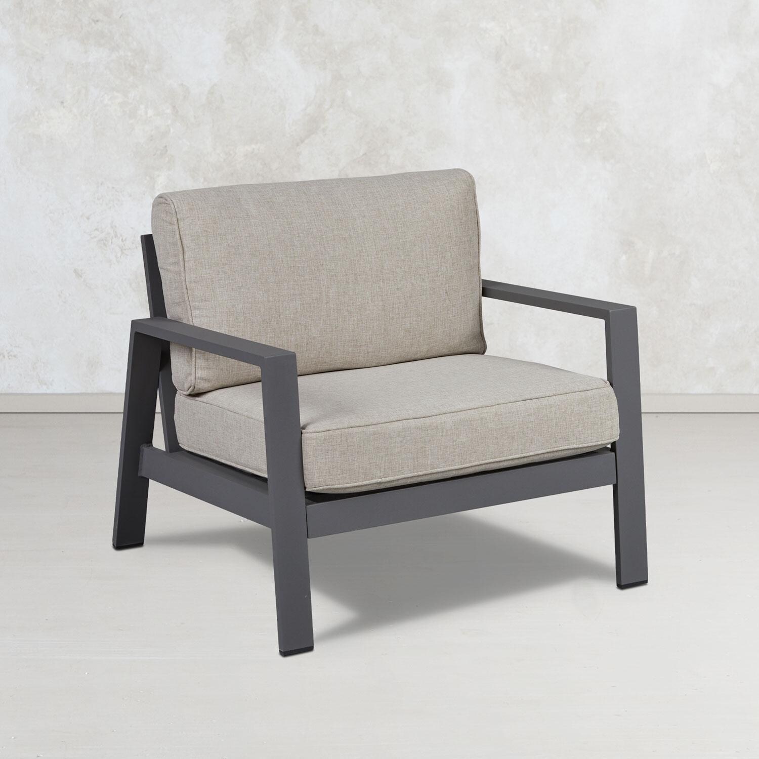 Lakeview Outdoor Designs SC2020WSTA Elysian Outdoor Chair with Cushions in Weathered Slate - Silo Main thumbnail