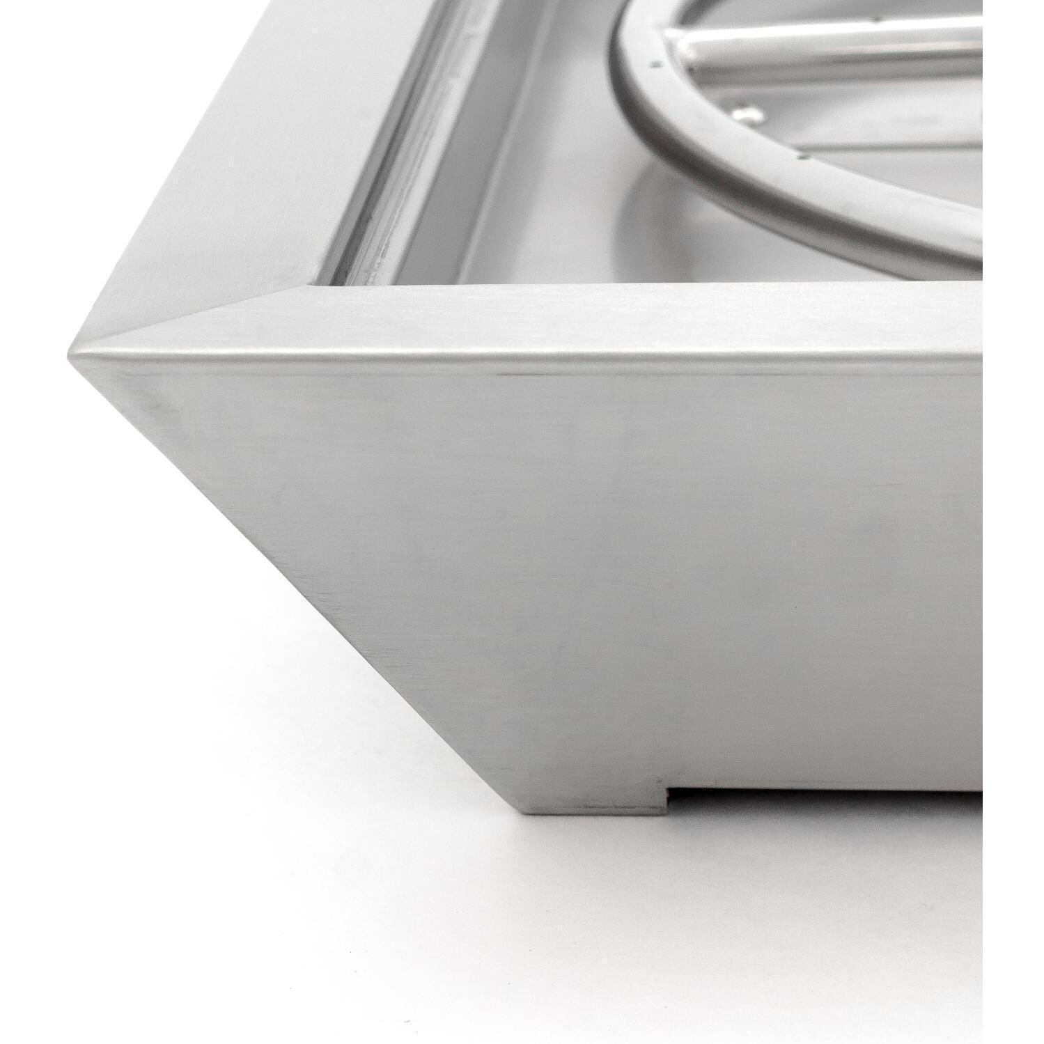 BBQGuys Signature Series Westfalen 24-Inch Square Low-Rise Natural Gas Fire Bowl - Stainless Steel - Finish Detail thumbnail