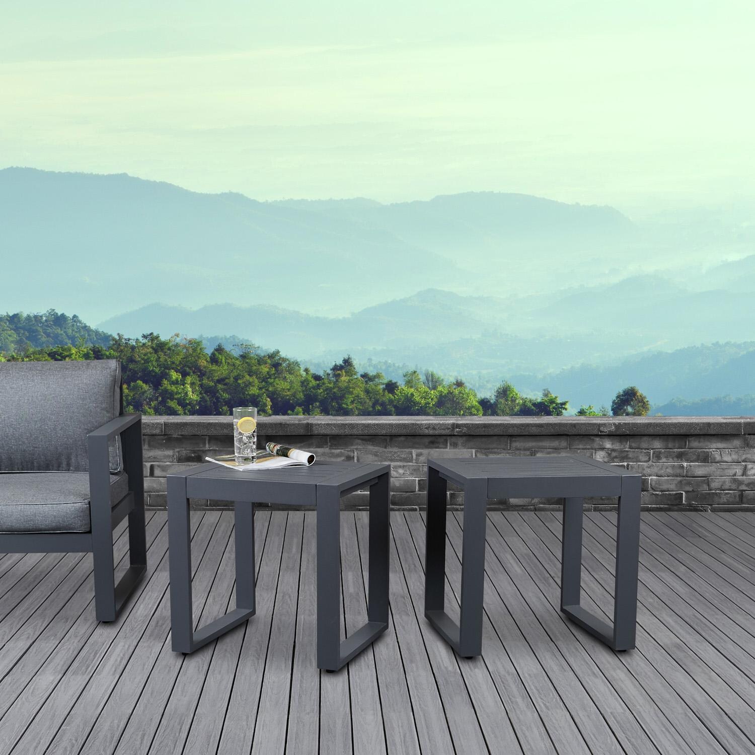 Villa Flora 2 Pc End Table Set in Gray by Lakeview Outdoor Designs