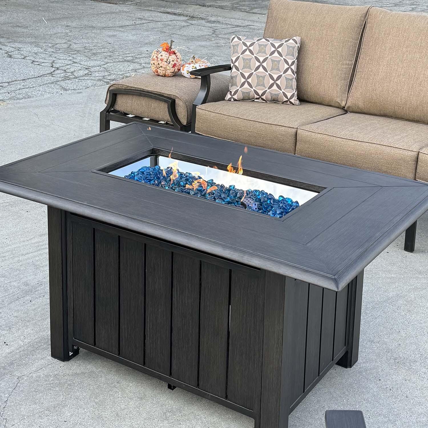 Brooklyn 6 Pc Aluminum Fire Pit Seating Set in Multi-brown/Sesame by Darlee - Close Up - Detail thumbnail