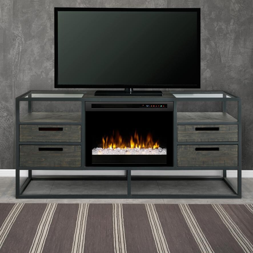 Dimplex - GDS26G8-4034NB - Ivan 58-Inch Media Console Electric Fireplace - Acrylic Ice Embers - Noir Brown