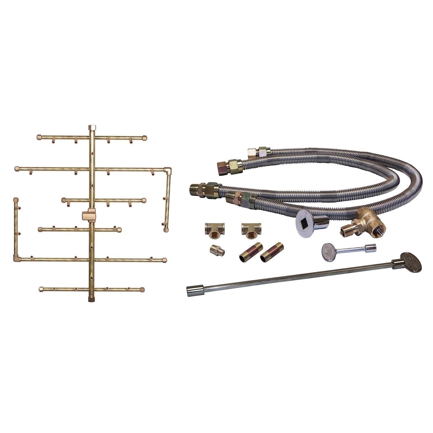 Warming Trends 24 3/4 X 22 CROSSFIRE Brass Natural Gas/Propane Burner & Double Flex Line Kit