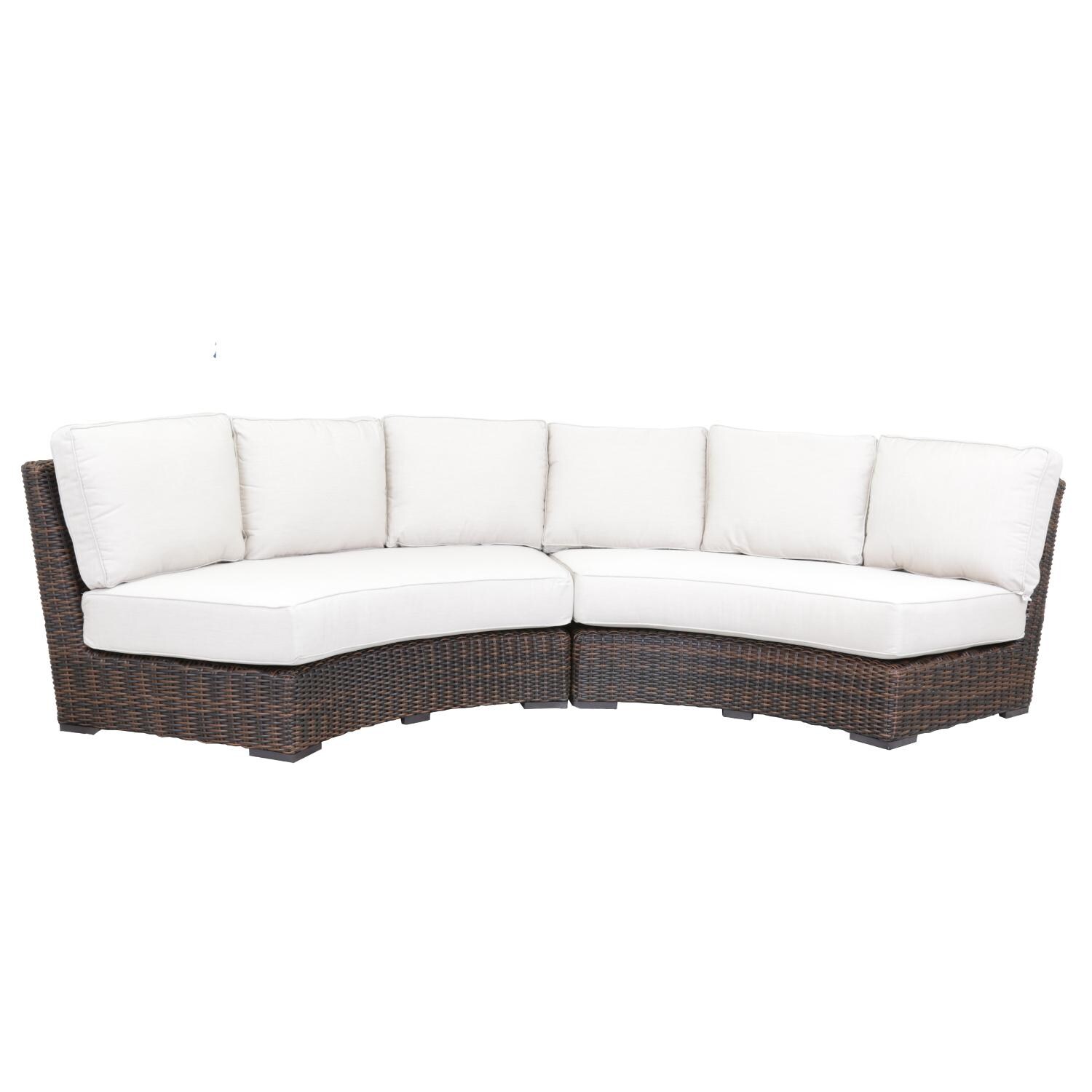 Sunset West - 2501-CRV-5492 - Montecito Resin Wicker Curved Sectional Patio Loveseat W/ Sunbrella Canvas Flax Self Welt Cushions - Set Of 2 thumbnail