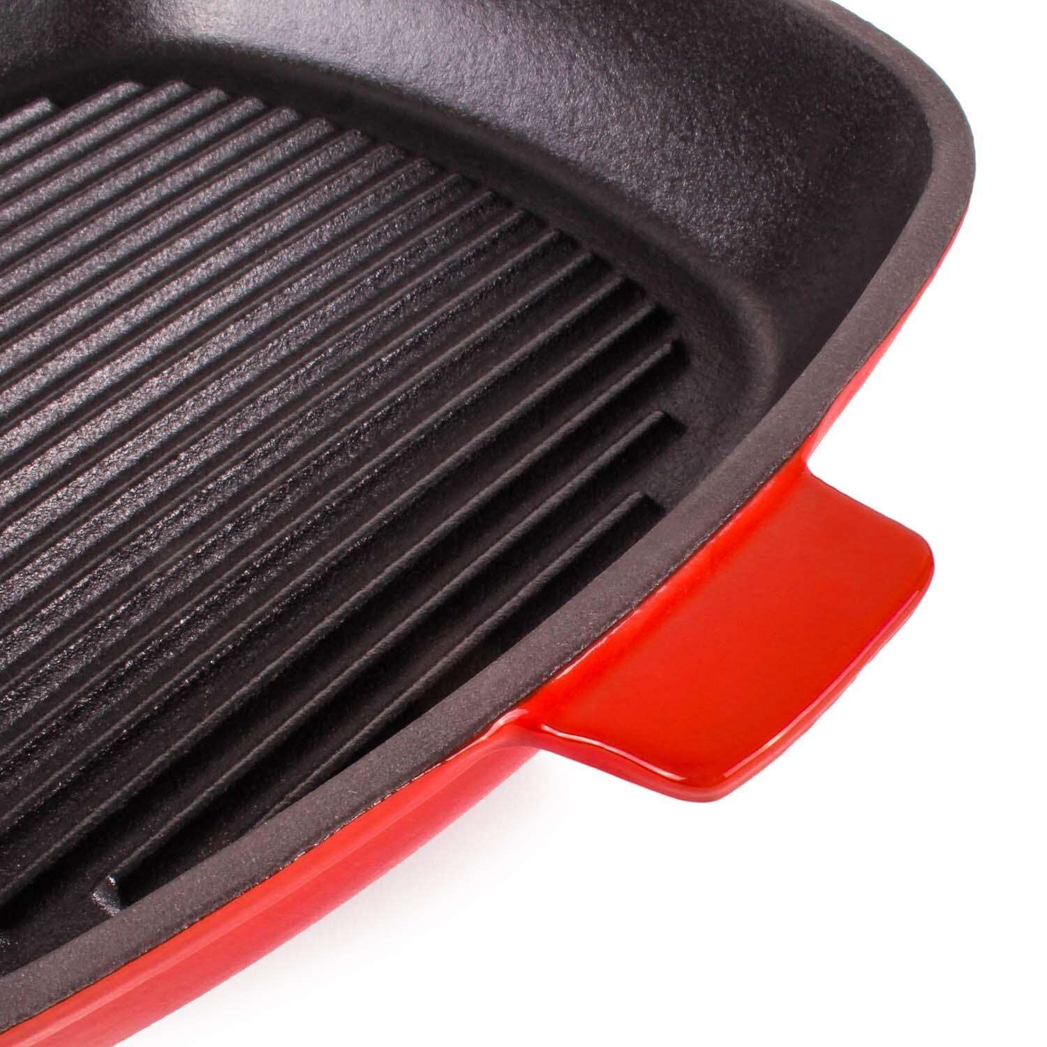 BergHOFF 11-in Neo Cast Iron Square Grill Pan - Red - Detail thumbnail