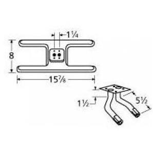Stainless Steel H Twin, Centered, 1.25 Inch Offset Burner 10502-75062