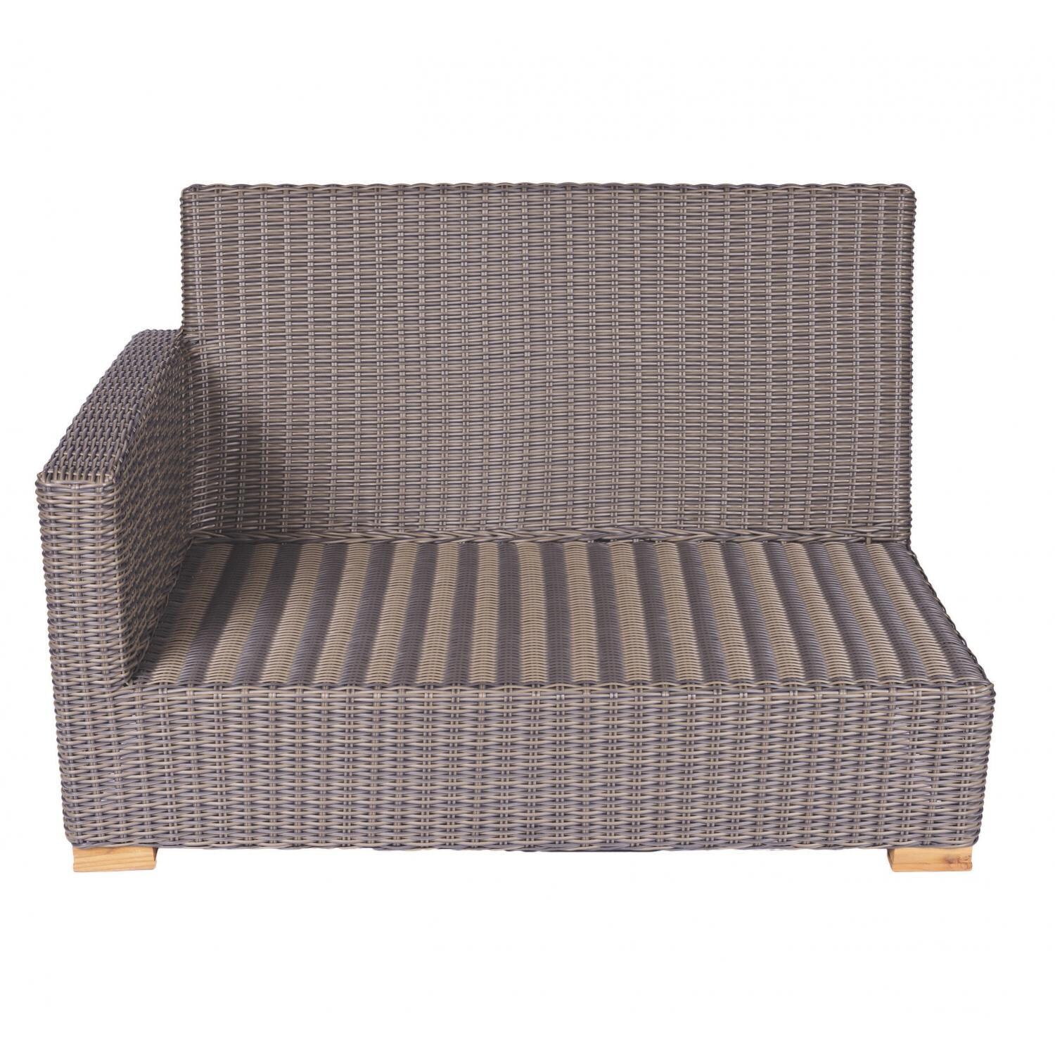 Royal Teak Collection SB2LG Sanibel 2 Person Wicker Left Arm Loveseat w/ Sunbrella Canvas Granite Cushions in Canvas Granite - Loveseat - White Background thumbnail