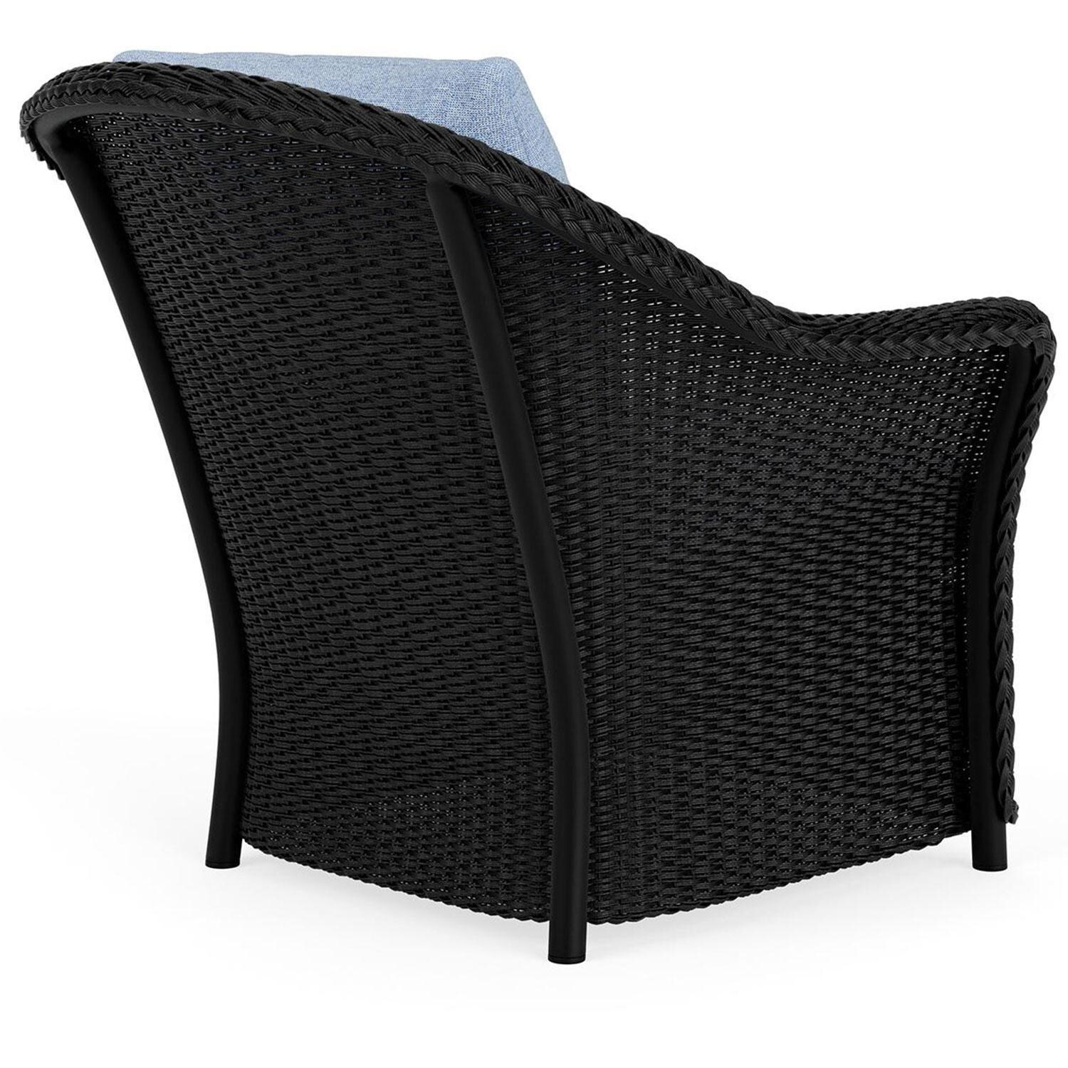 Lloyd Flanders Weekend Retreat Lounge Chair in Ebony Finish W/ Demo Skyway Fabric - Back Right thumbnail