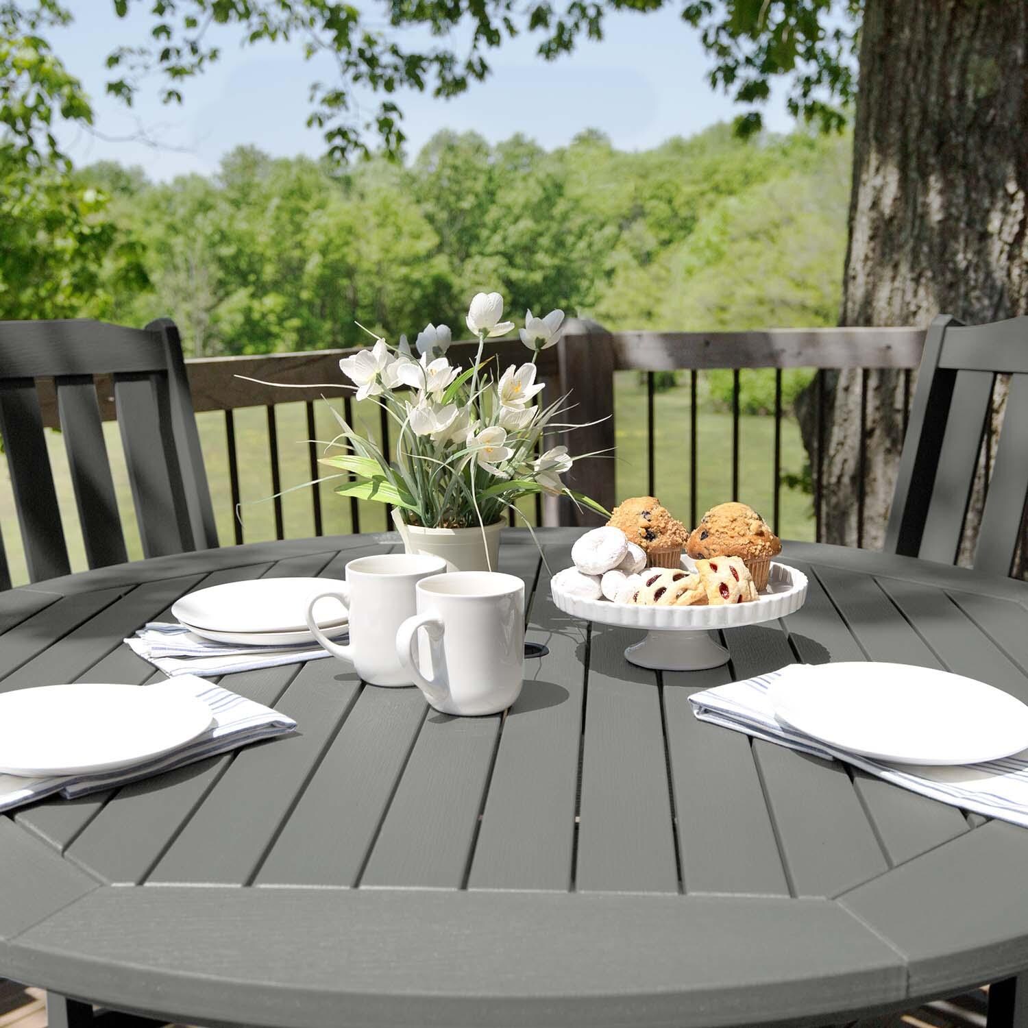 Hart Lane 5 Pc Set Recycled Plastic Counter Height Dining Set In Coastal Teak By Lakeview - Detail thumbnail