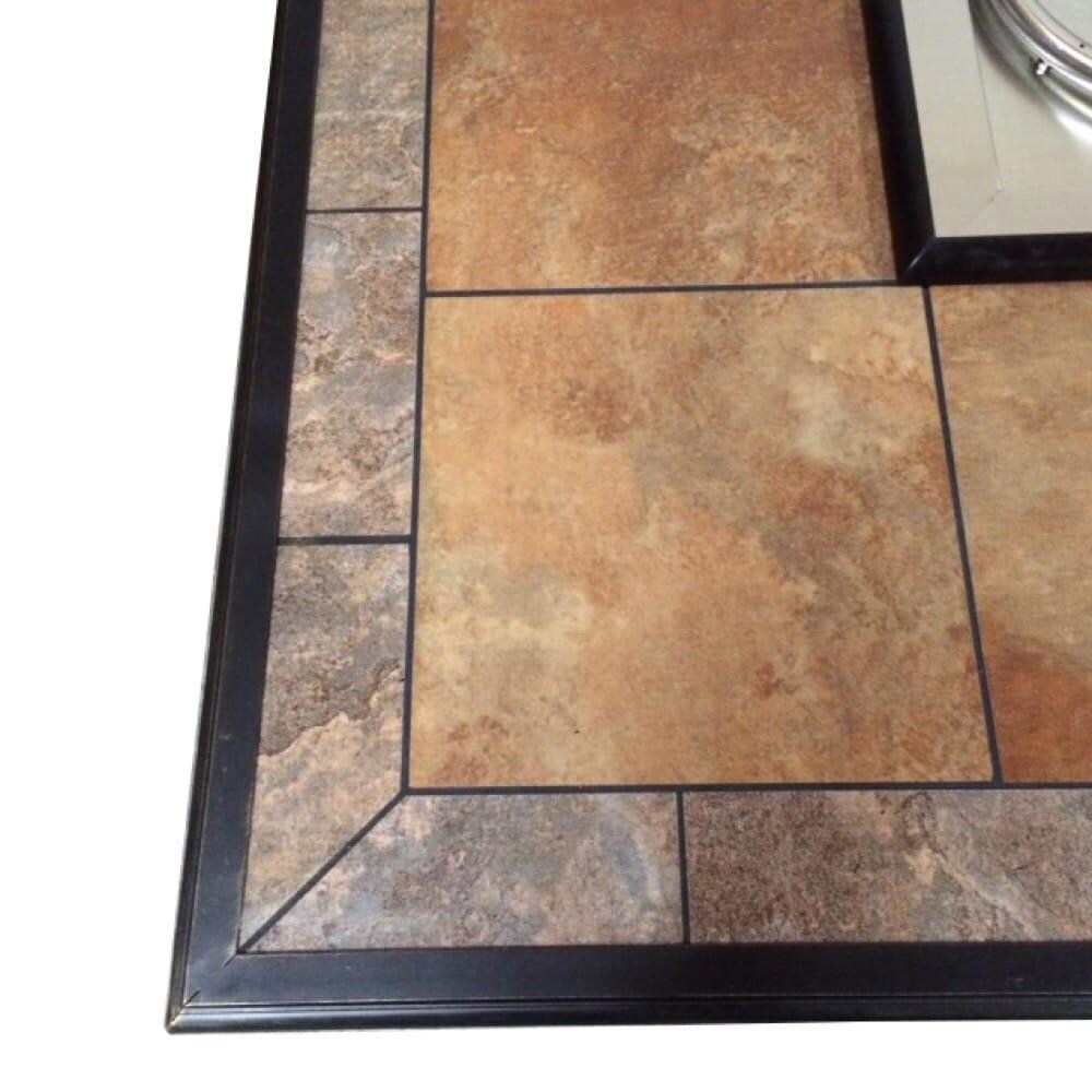 Tretco 48-Inch Square Wicker Fire Pit - Dark Brown W/ Tile Top - Detail thumbnail