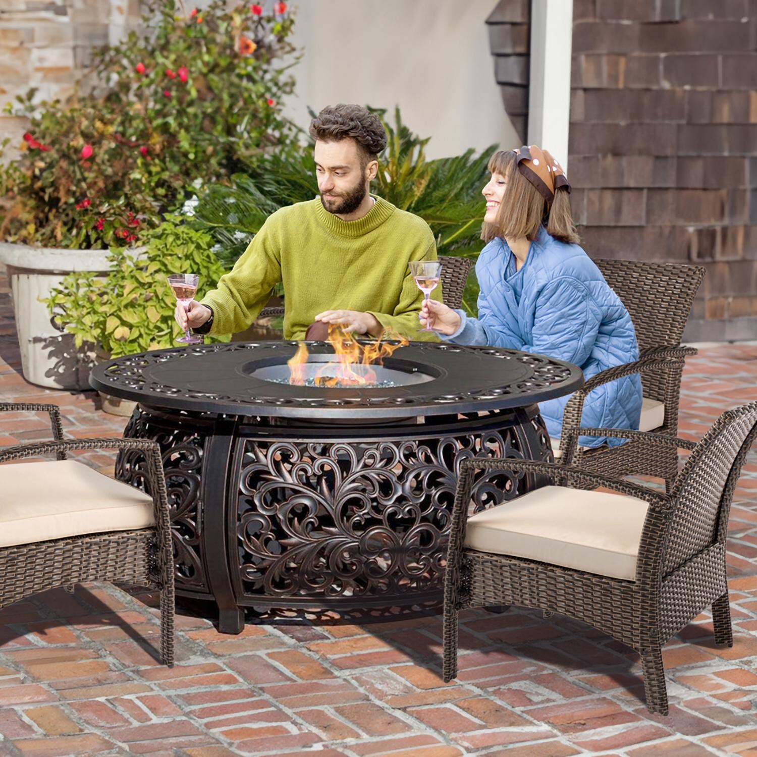 Nova Gas Fire Pit Table Set Nova Cambridge Rattan Garden Furniture