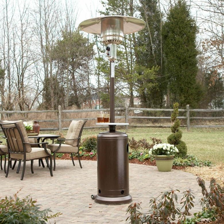 AZ Patio Heaters 41,000 BTU Propane Gas Patio Heater With Table - On Patio Close-Up thumbnail