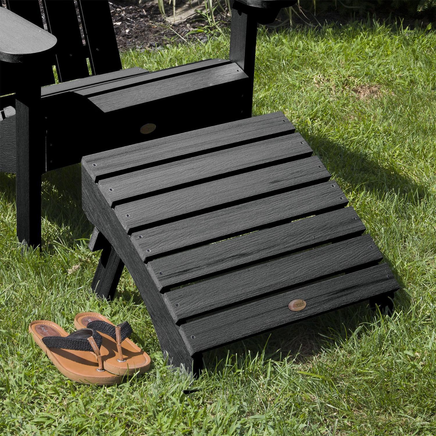 Paradise Key Recycled Plastic Ottoman in Black by Lakeview Outdoor Designs