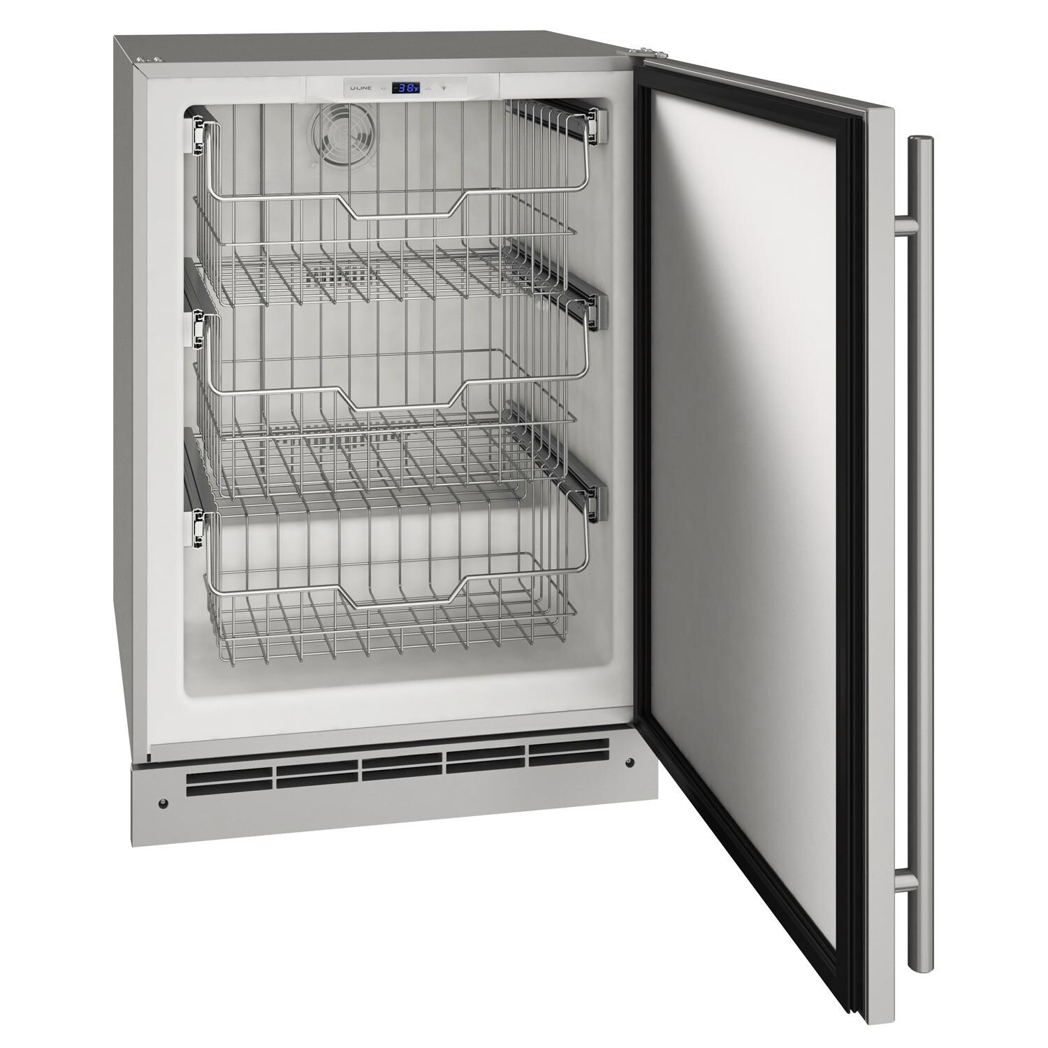 U-Line UOFZ124-SS01B 24-Inch 4.9 Cu. Ft. Outdoor Rated Convertible Freezer - Stainless Steel - Open thumbnail
