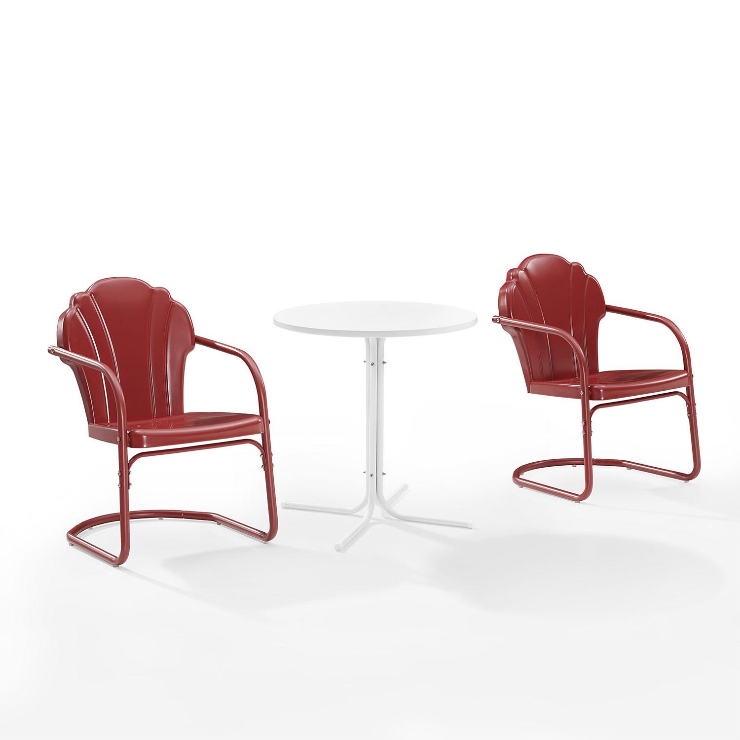 Ultimate Patio UP-32243RE 3Pc Retro Outdoor Bistro Set in Dark Red - Display - Lifestyle thumbnail