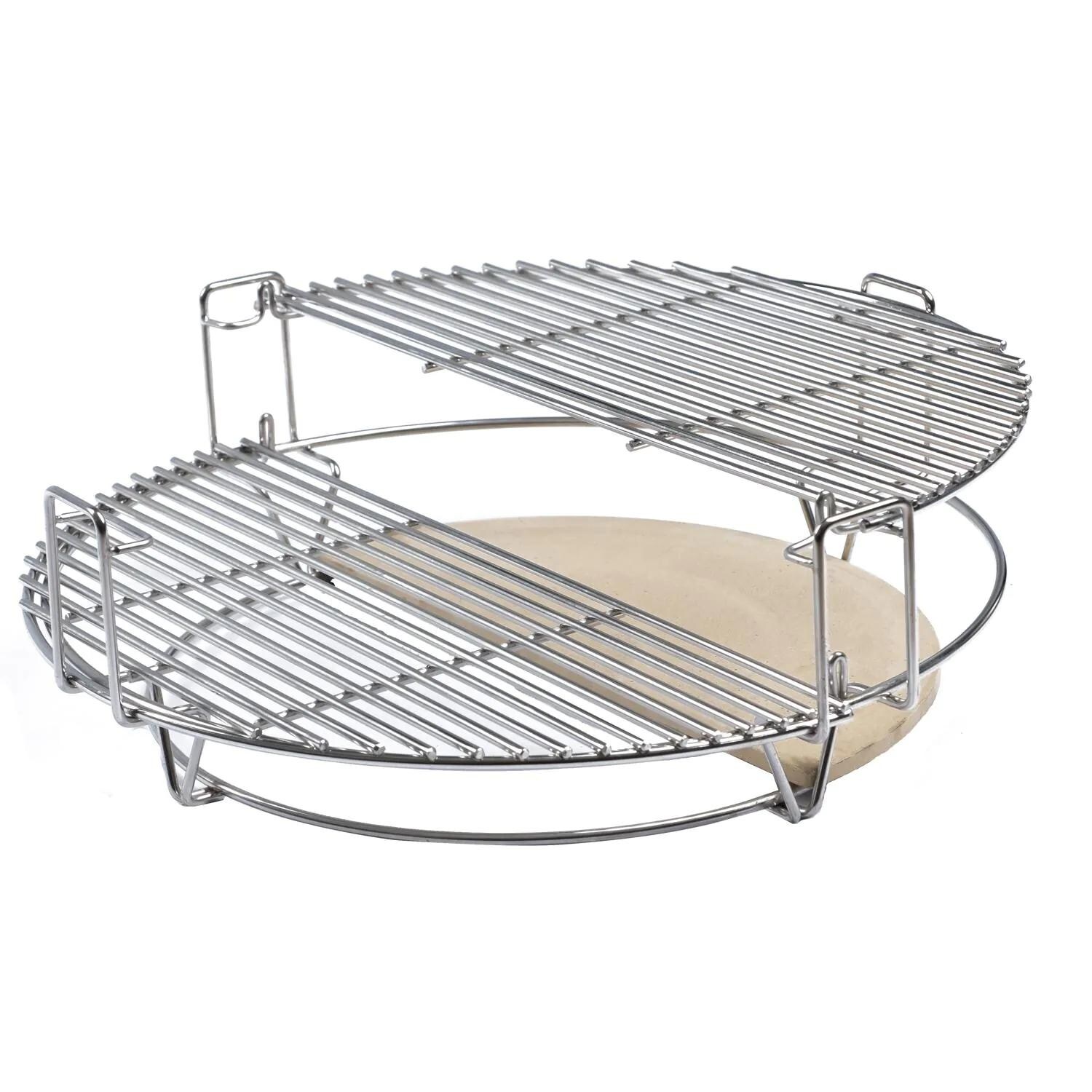 BBQGuys Signature BBQ-KFCS-18-SS Flexible Cooking System For 18-Inch Kamado Grills - Shown With Only One Heat Deflector thumbnail