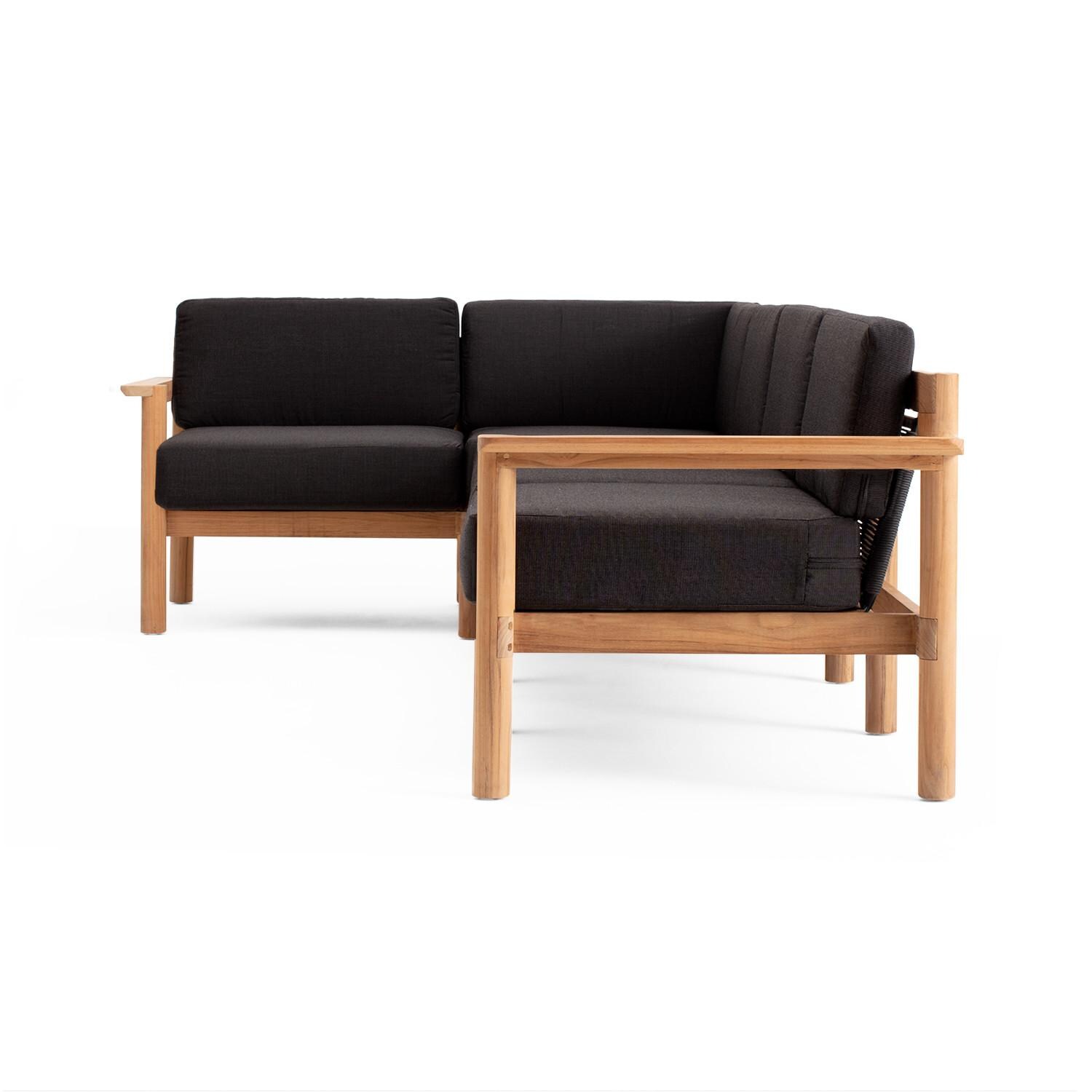 Neighbor HVN-SECT4-CO-2 4 Piece Sectional W/ Teak Arms - Long Side View thumbnail
