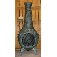 The Blue Rooster Butterfly Style Cast Aluminum Chiminea With Natural Gas Conversion Kit - Antique Green image