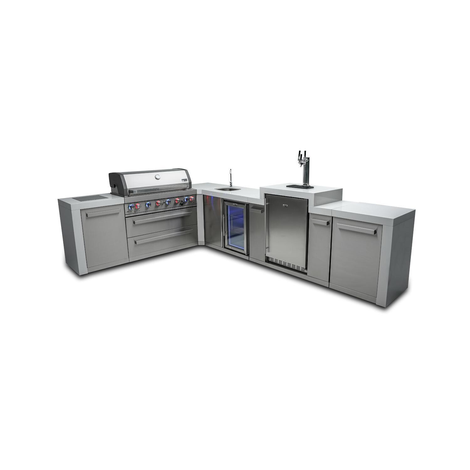 Mont Alpi 805 Deluxe Natural Gas Island w/ 90 Degree Corner, Kegerator & Beverage Center - Island - White Background thumbnail