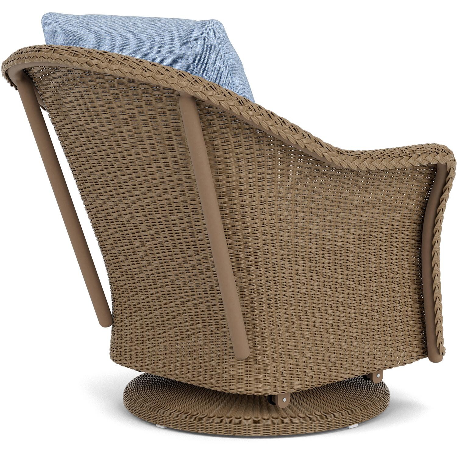 Lloyd Flanders Weekend Retreat Swivel Glider Lounge Chair in Fawn Finish W/ Demo Skyway Fabric - Back Right thumbnail