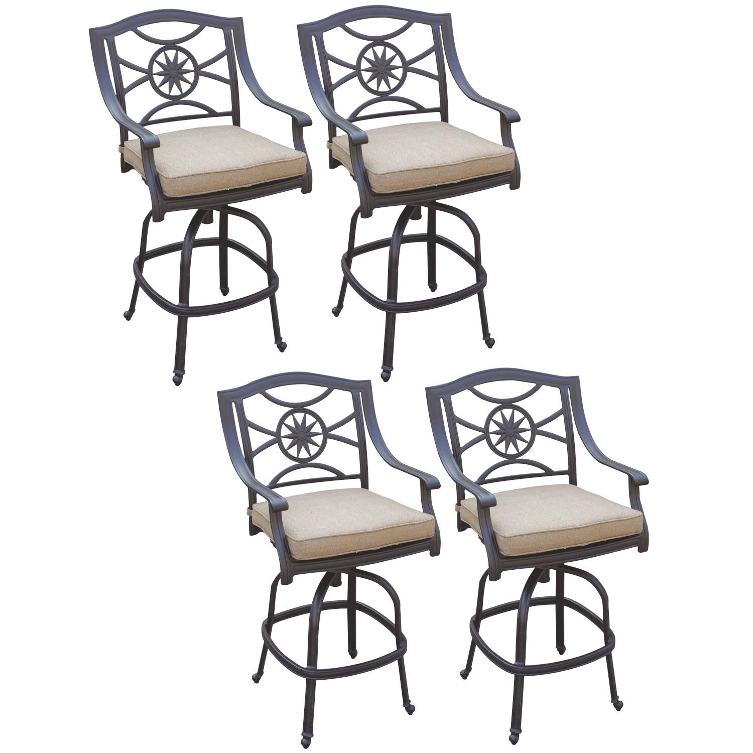 Ten Star Cast Aluminum 4 Pc Set Swivel Bar Stool Set in Antique Bronze/Sesame by Darlee