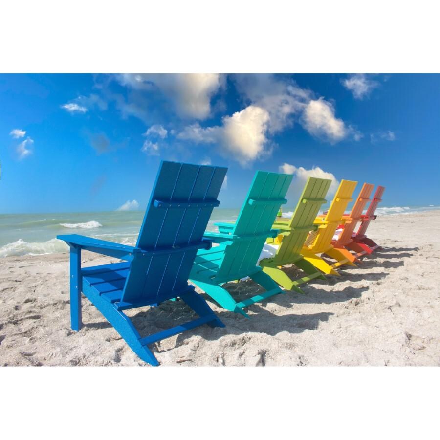 Berlin Gardens Mayhew Stationary Adirondack Chair - Scarlet Red - Lifestyle - Multiple Colors on Beach From Rear thumbnail