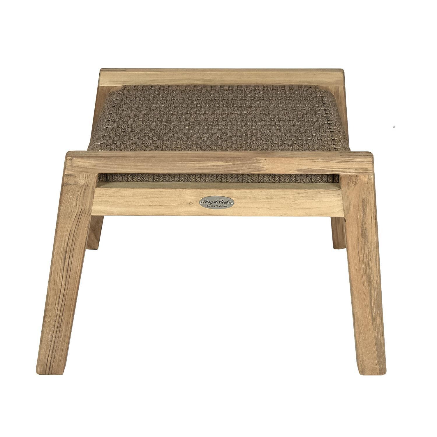 Admiral Rope Ottoman in Brown Sand by Royal Teak Collection - Side View - White Background thumbnail