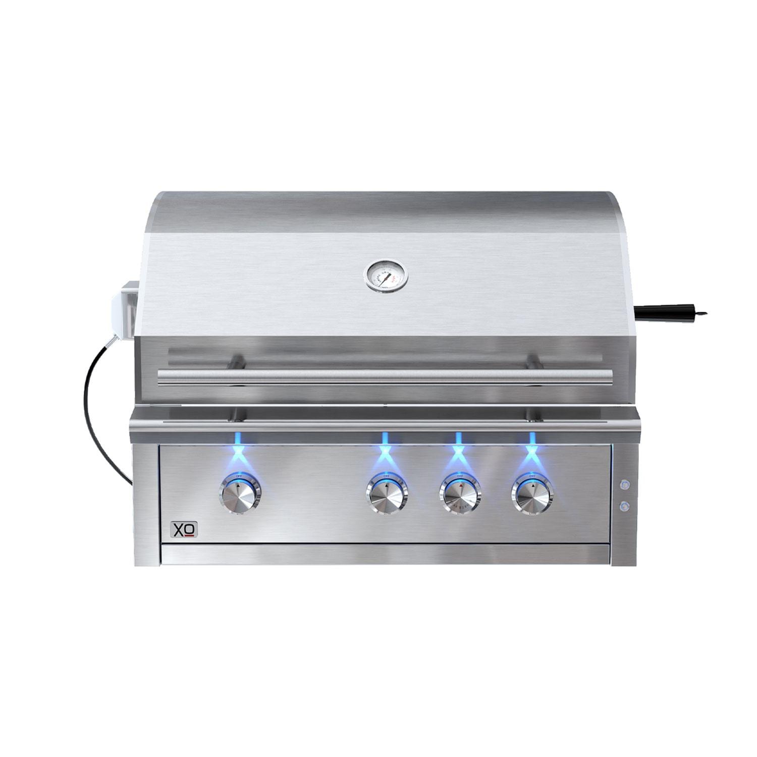 XO Pro-Grade 36-in 3 Burner Built-In Natural Gas Grill w/ Rotisserie Burner - XOGRILL36N
