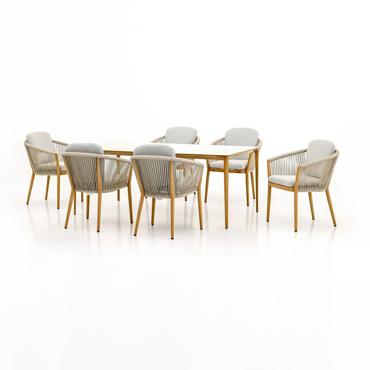 Lakeview Outdoor Designs LV-346-7 Camellia 7 Pc Aluminum Dining Set in White - Set - White Background thumbnail