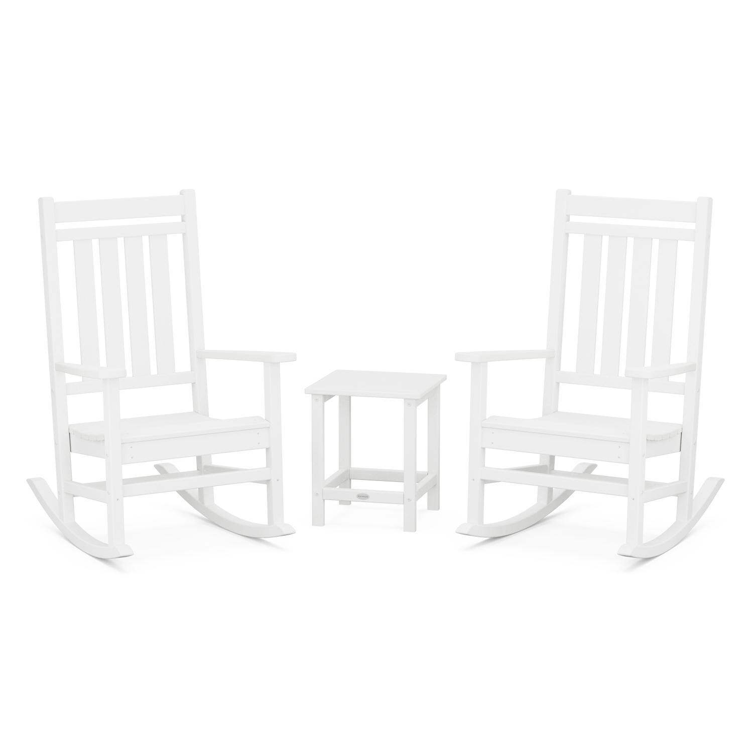 Estate 3 Pc Recycled Plastic Seating Set w/ Long Island End Table in White by POLYWOOD