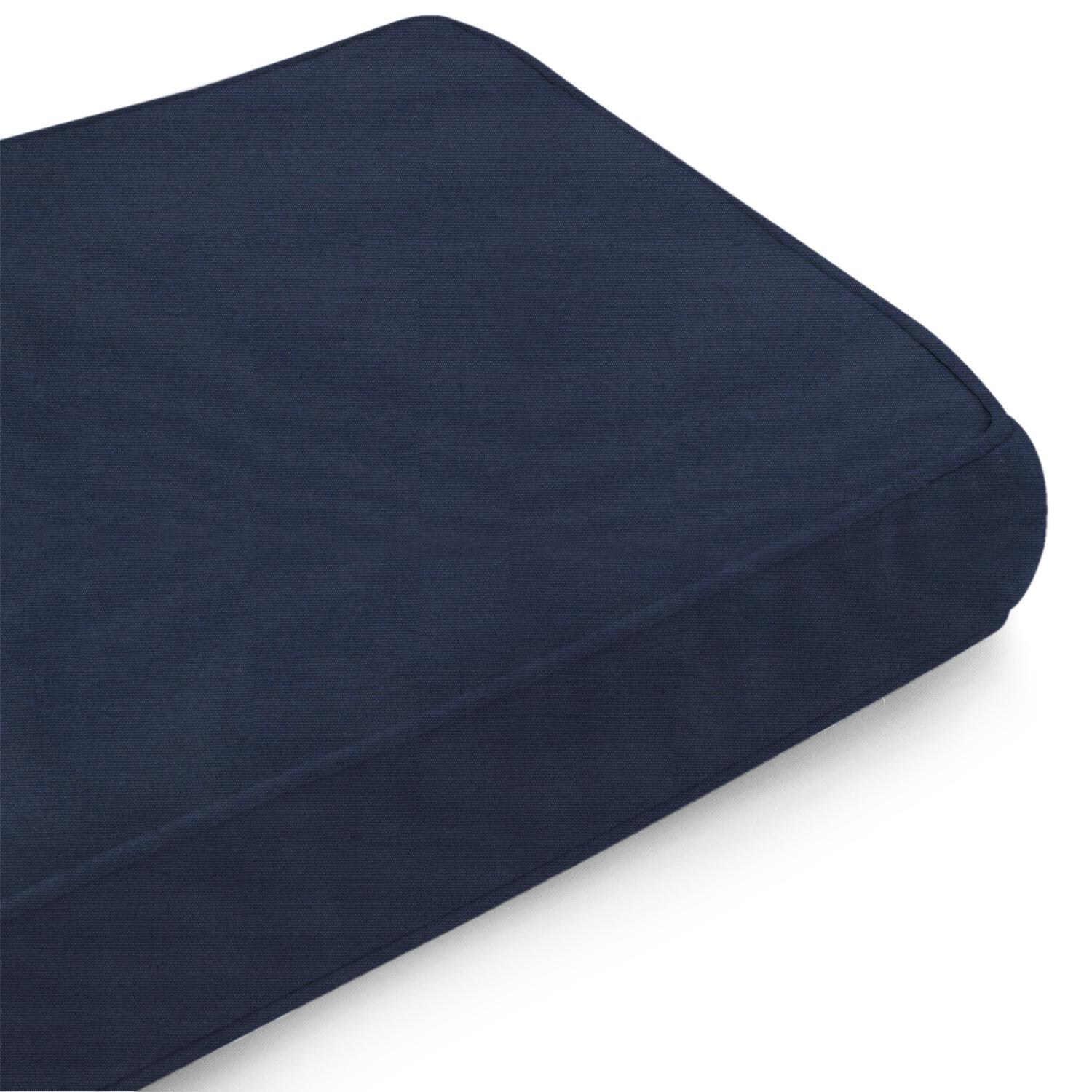 Sunbrella Canvas Navy Large Outdoor Replacement Bench Cushion W/ Piping By UltimatePatio.com - Corner Detail