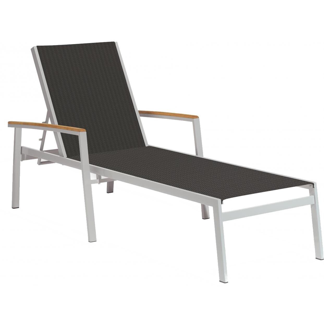 Travira Aluminum Patio Chaise Lounge W/ Black Sling & Teak Armcaps By Oxford Garden thumbnail