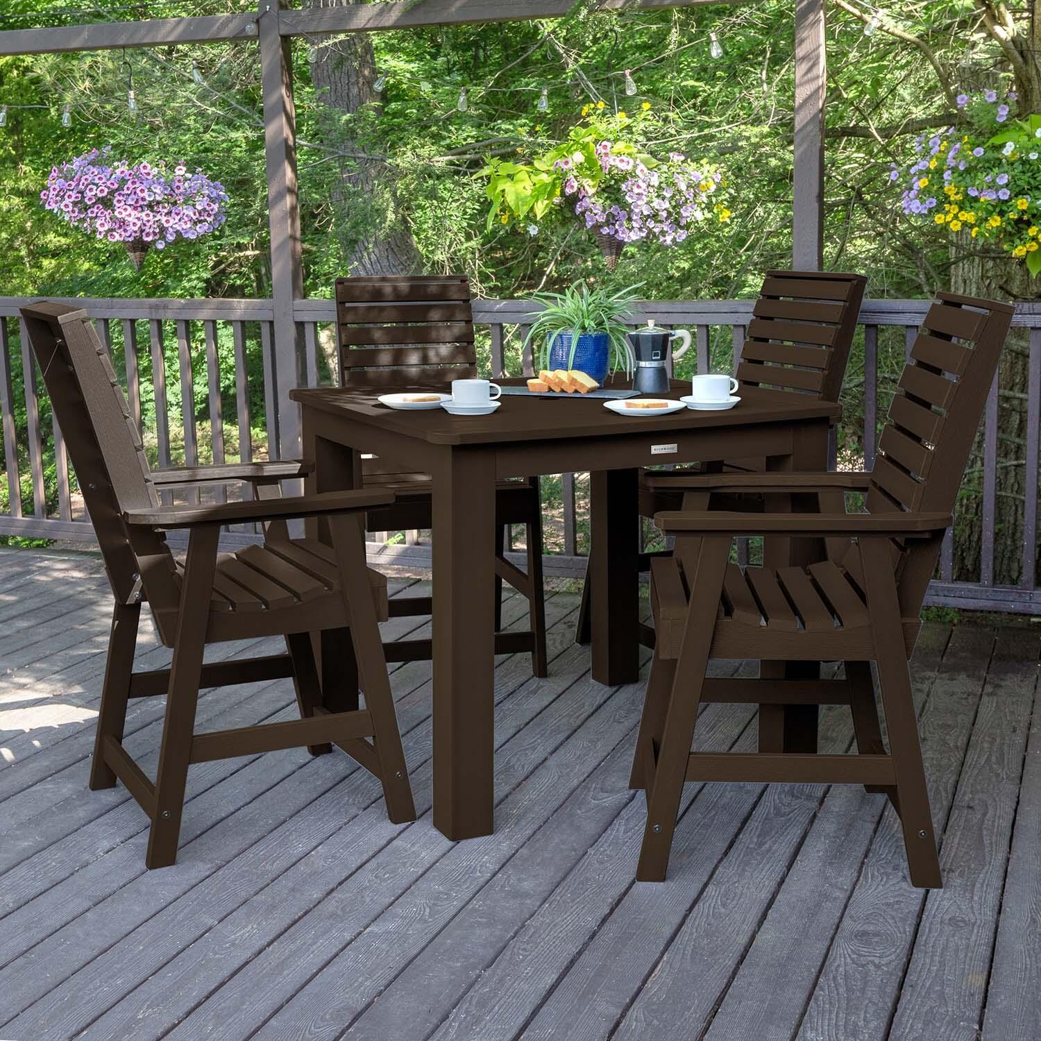 Elm Pointe 5 Pc Square Counter-Height Dining Set in Weathered Acorn By Lakeview Outdoor Designs - Lifestyle thumbnail
