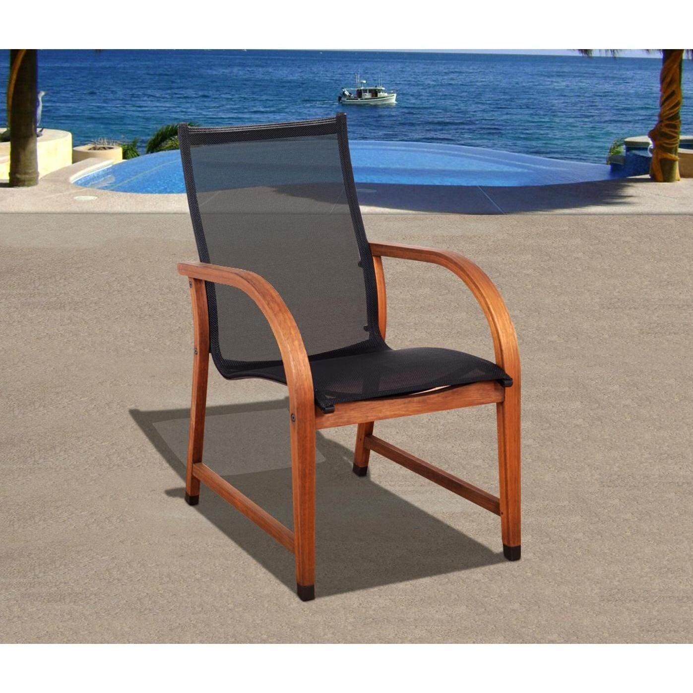 Amazonia Bahamas Sling Stacking Patio Dining Arm Chair thumbnail