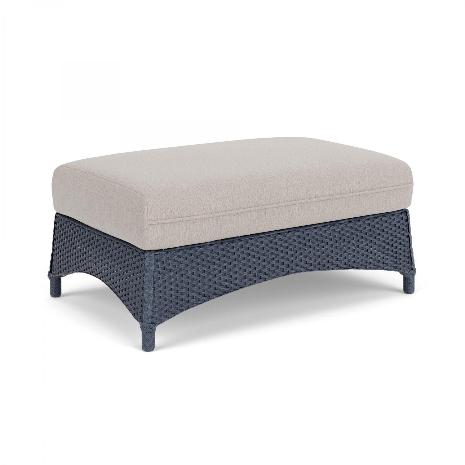 Lloyd Flanders Mandalay Large Ottoman in Denim Blue Finish with Remy Cloud Fabric - Angled thumbnail