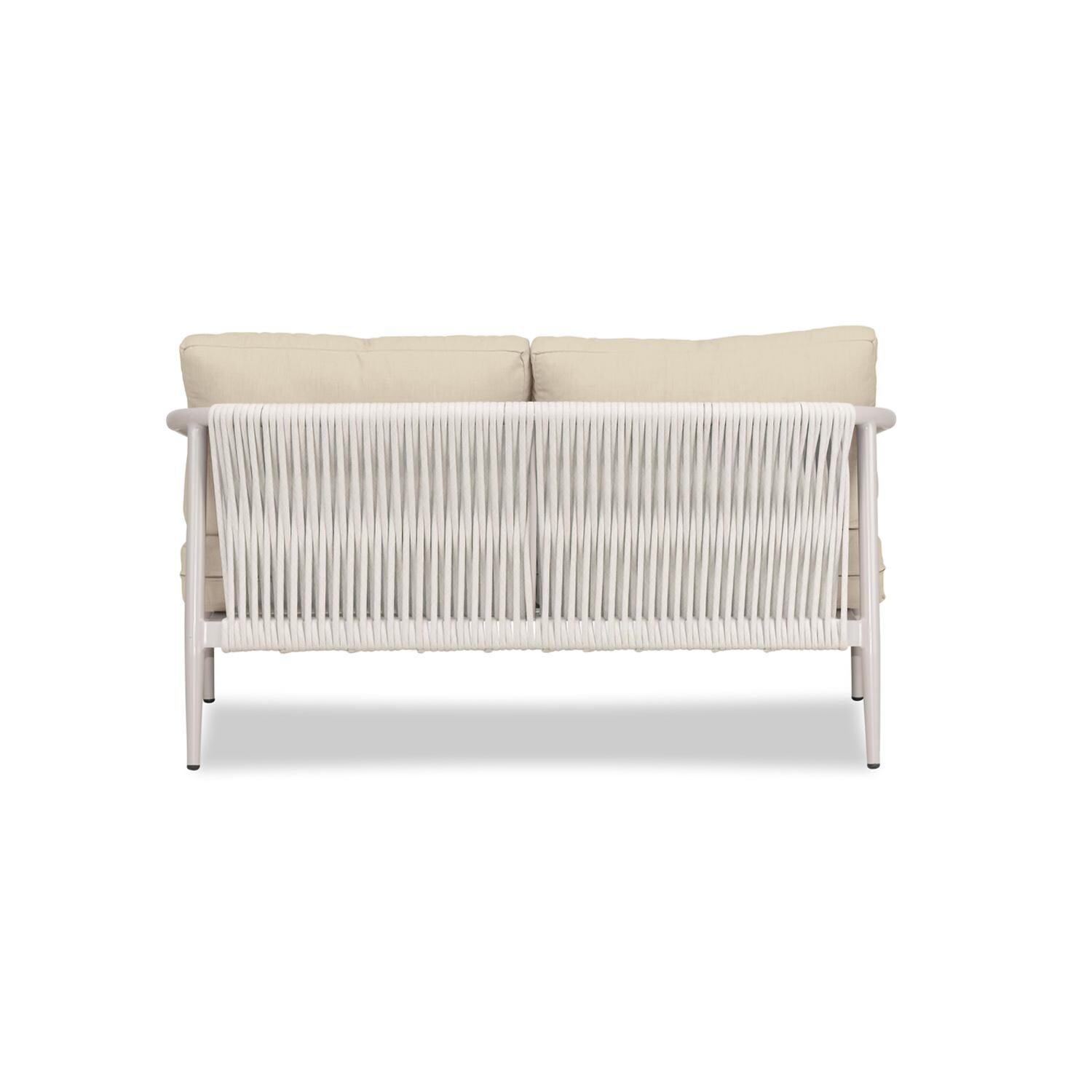 Lakeview Midnight Cove 2 Person Aluminum Loveseat in Urban Stone/Carrera/Canvas Flax - Back - White Background thumbnail