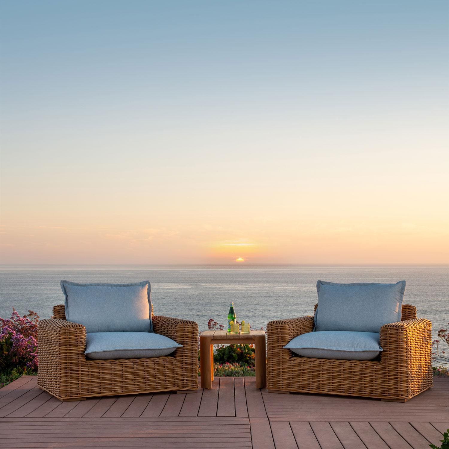 Playa 3 Pc Resin Wicker Patio Seating Set w/ Swivel Chairs By Sunset West