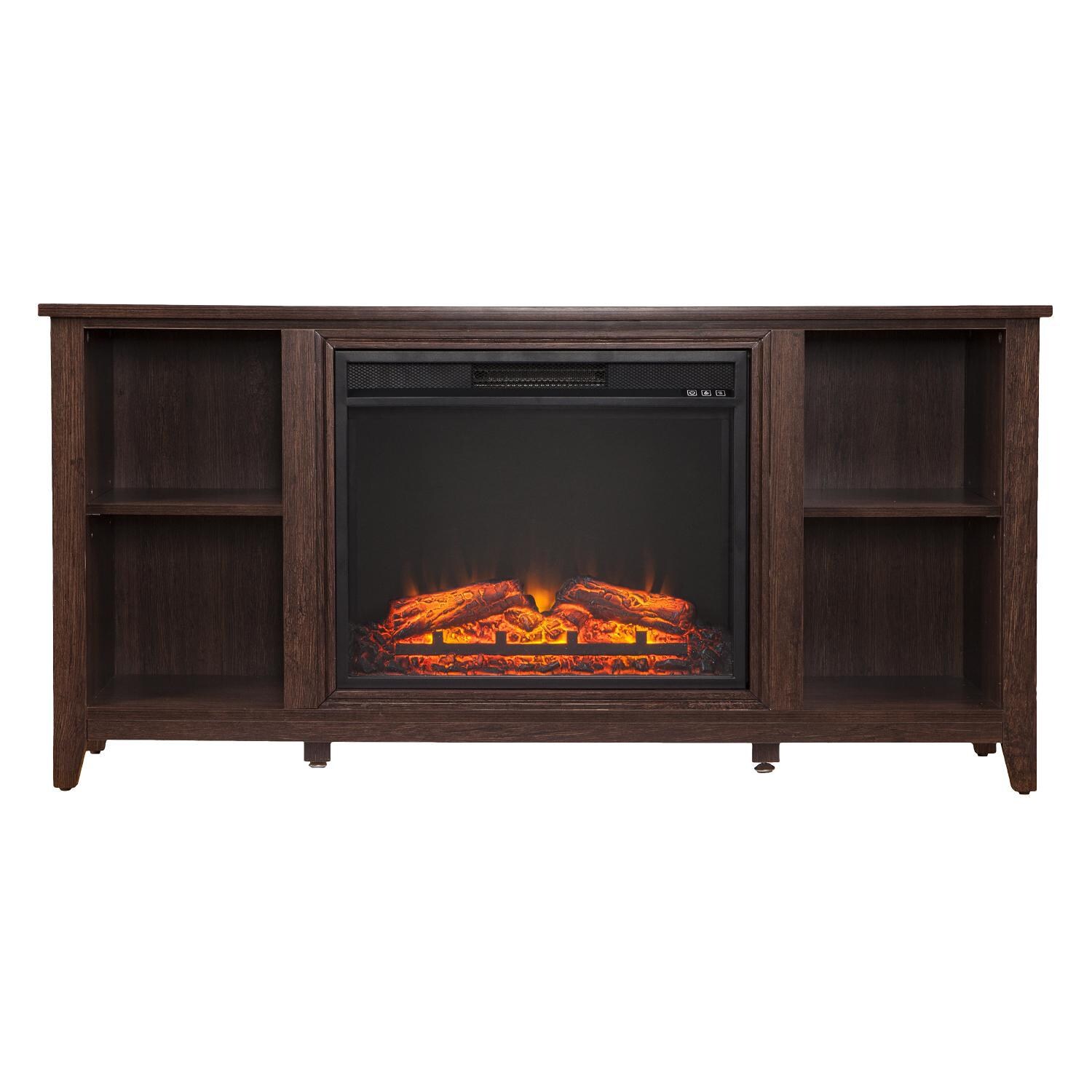 Southern Enterprises Parkdale 55-Inch Electric Fireplace Media Console - Espresso - FP9692 - Front View thumbnail