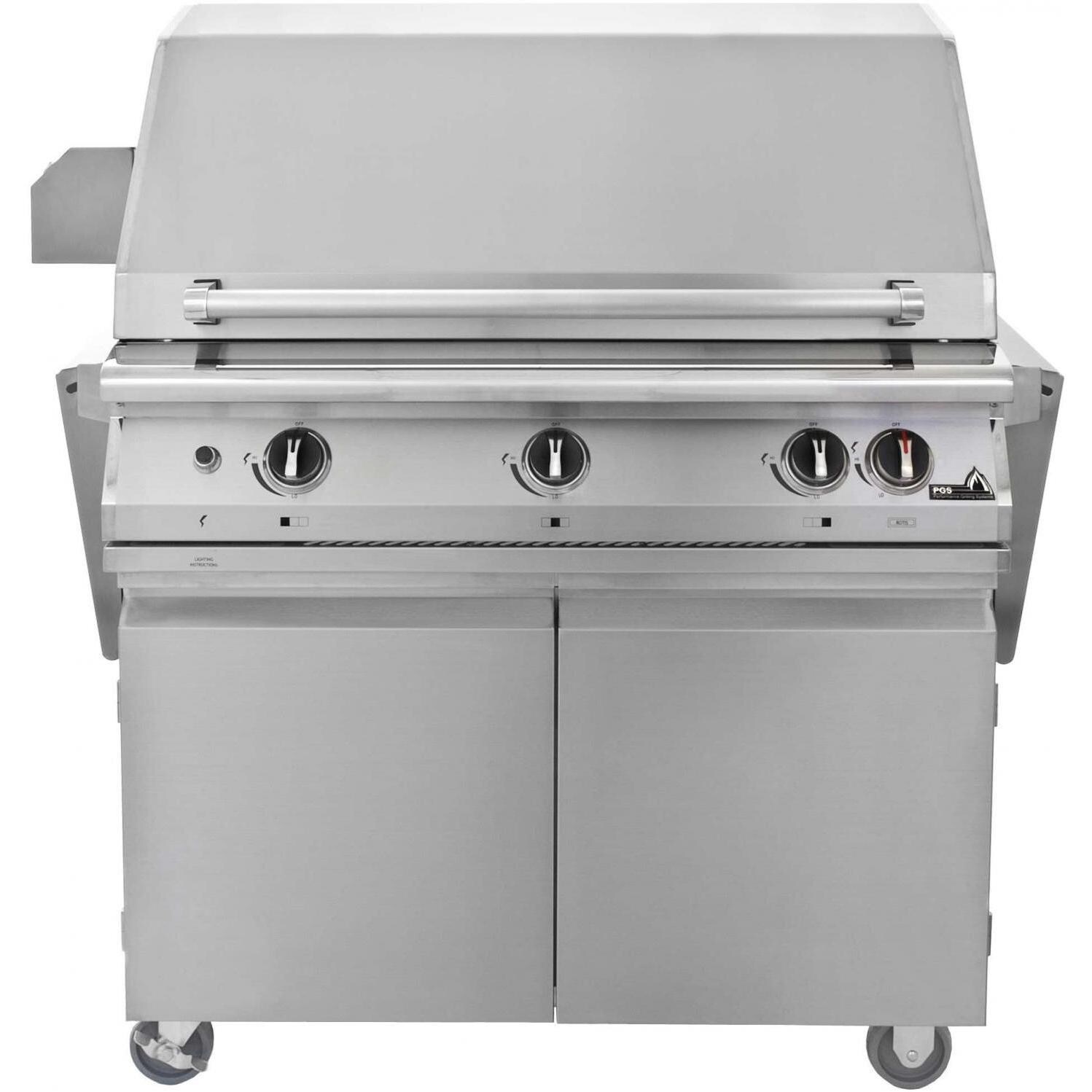 PGS Legacy Pacifica Gourmet 39 Inch Gas Grill w/ Side Shelves Folded Down thumbnail