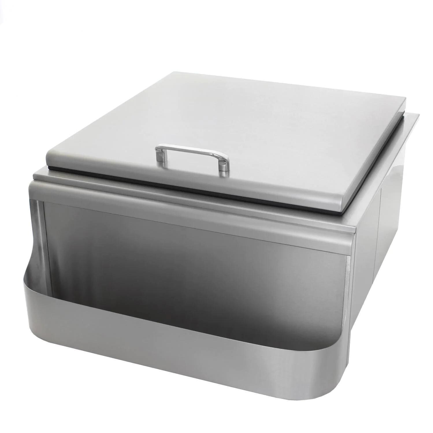 25-in Contempo/Traditional Slide-In Ice Bin Cooler w/ Speed Rail & Condiment Holder by BBQGuys Signature - BBQ-SI
